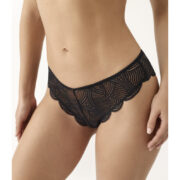Culotte tanga noire en dentelle sexy, coupe échancrée et féminine, élégante et confortable pour sublimer la silhouette.