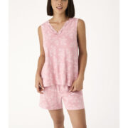 ENSEMBLE-PYJAMA-SHORT-ET-T-SHIRT -SANS-MANCHES-ROSE