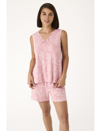 ENSEMBLE PYJAMA SHORT ET T-SHIRT SANS MANCHES ROSE