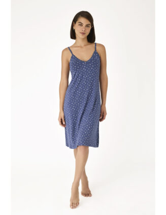 Chemise de nuit à bretelles bleu marine