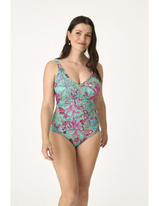 Maillot de bain 1 pièce soutien gorge réducteur à coques sans armatures floral