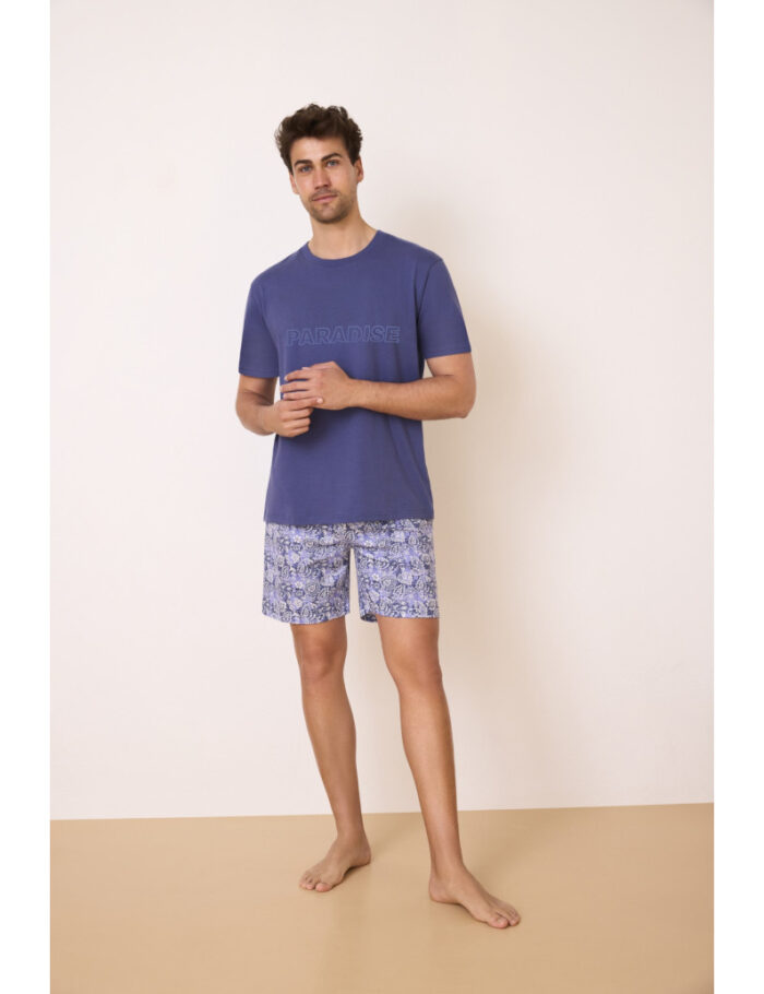 pyjama-short-haut-manches-courtes-bleu-coton