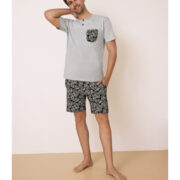 pyjama-short-haut-manches-courtes-gris-coton