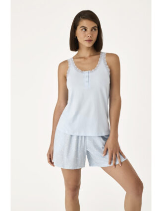 Pyjama short avec débardeur bleu ciel