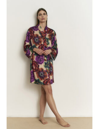 Peignoir kimono extensible en satin Eclipse