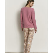 pyjam-deux-pièces-à-manches-longues-tee-shirt-uni-bas-floral
